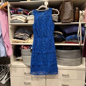 J. Crew Collection Vibrant Blue Lace Midi Dress